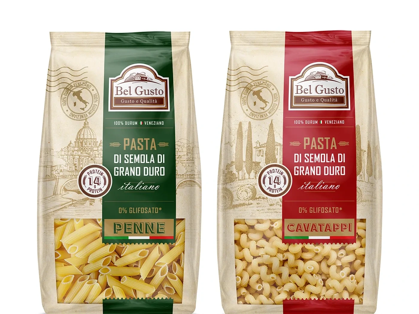 Bel Gusto Italian pasta packaging designed by SOTDESIGN