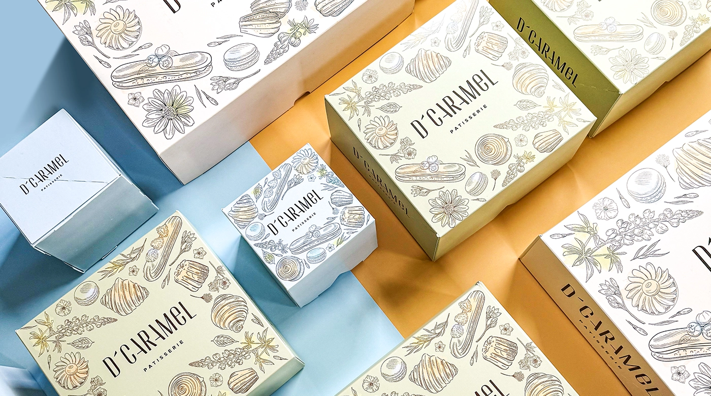 Brand identity and packaging design for a patisserie and bakery