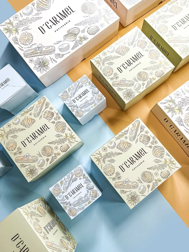 Brand identity and packaging design for a patisserie and bakery
