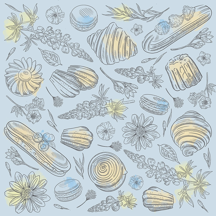 Patisserie and bakery pattern design