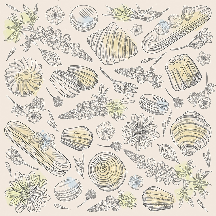 Patisserie and bakery pattern design
